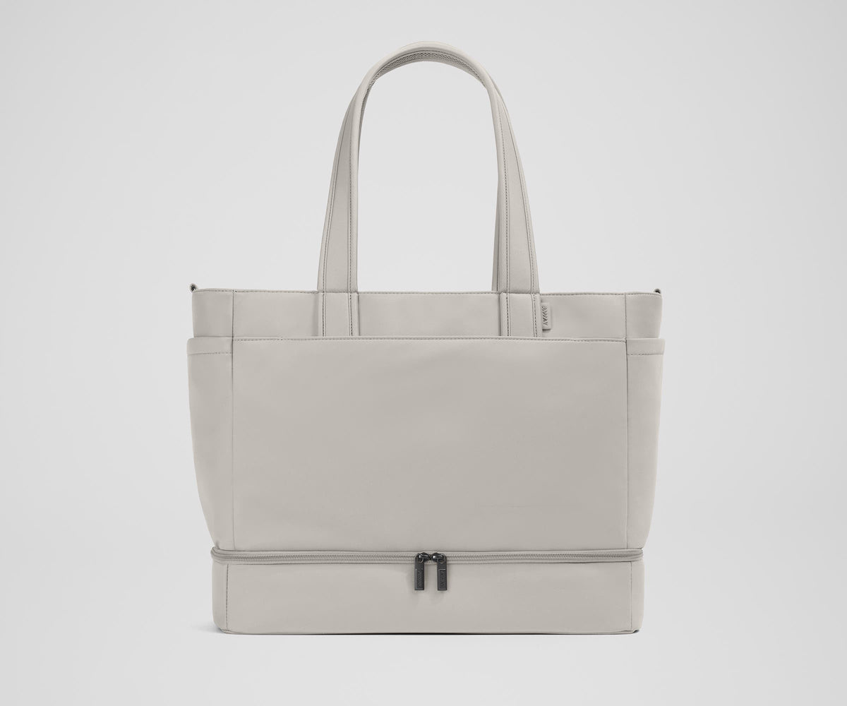 The Double Diaper Tote in Cloud Gray